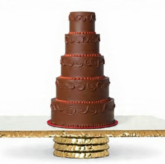 Annieglass Cake Stand - Edgey square cake stand with 24k gold trim, New - Picture 5 of 10